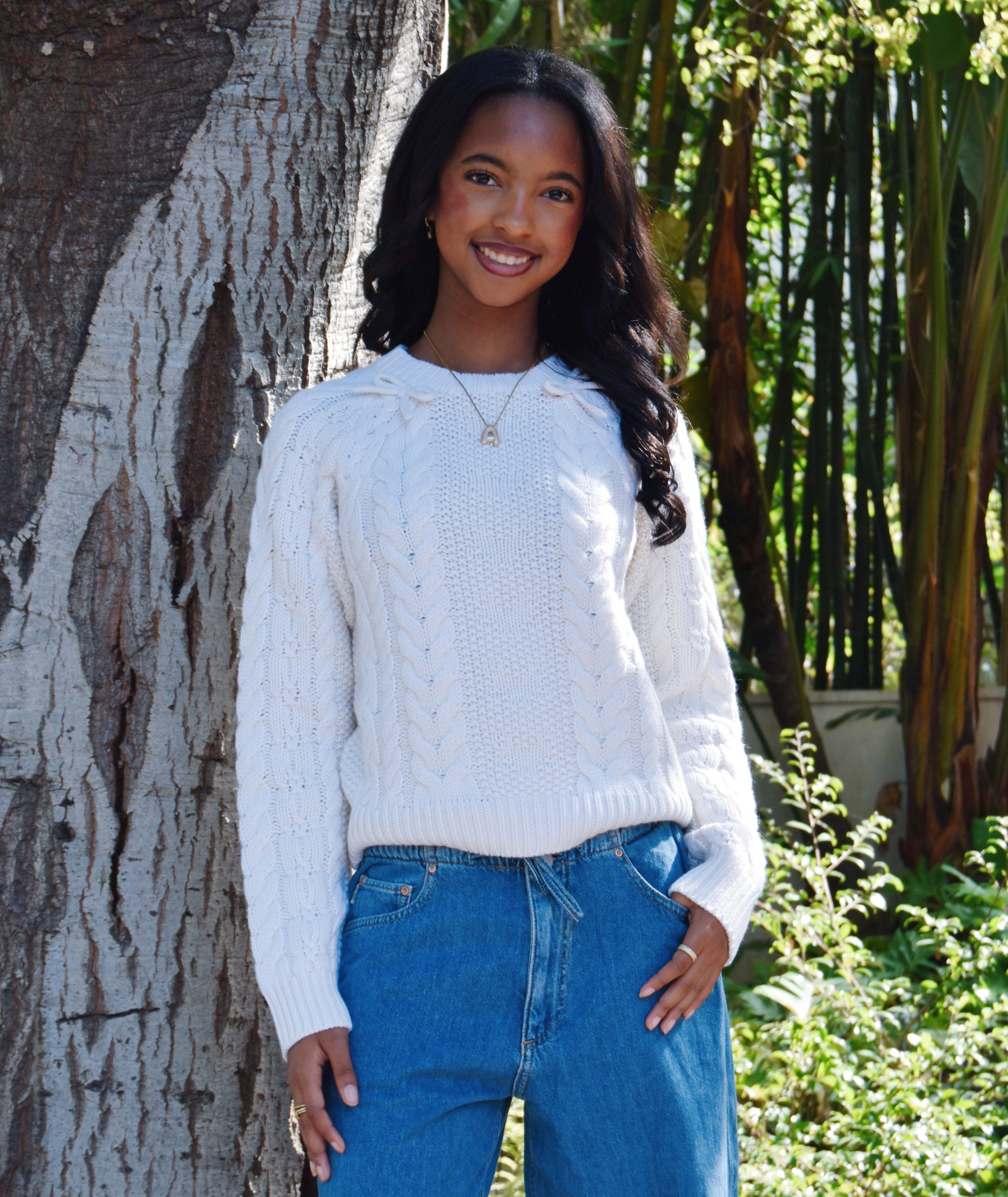 Love Shack Fancy Tween Mavita Pullover Birch Whisper