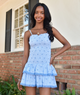 FBZ Girls Savannah Blue Striped Bow Smock Dress Girls Casual Dresses FBZ Flowers By Zoe Striped Y/S (7/8)