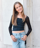 Katie J NYC Girls Avanil Long Sleeve Mesh Top Girls Special Tops Katie J NYC Black Y/S (7/8)