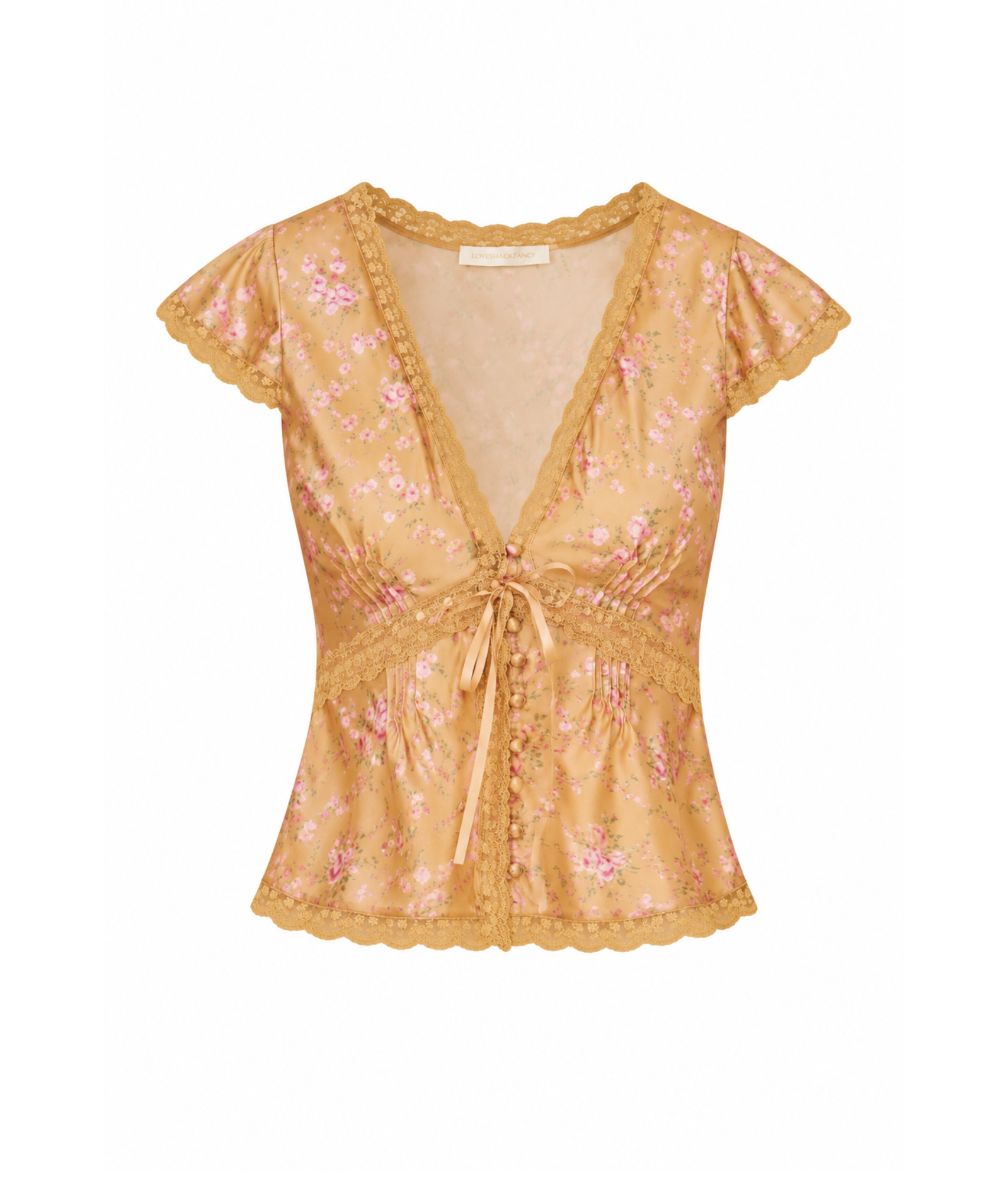 Love Shack Fancy Women Amara Top Duchess Gold Womens Casual Tops Love Shack Fancy Gold Juniors/Women 00