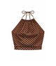 Katie J NYC Girls Anastasia Reversible Halter Top Espresso Polka Dot Bandana