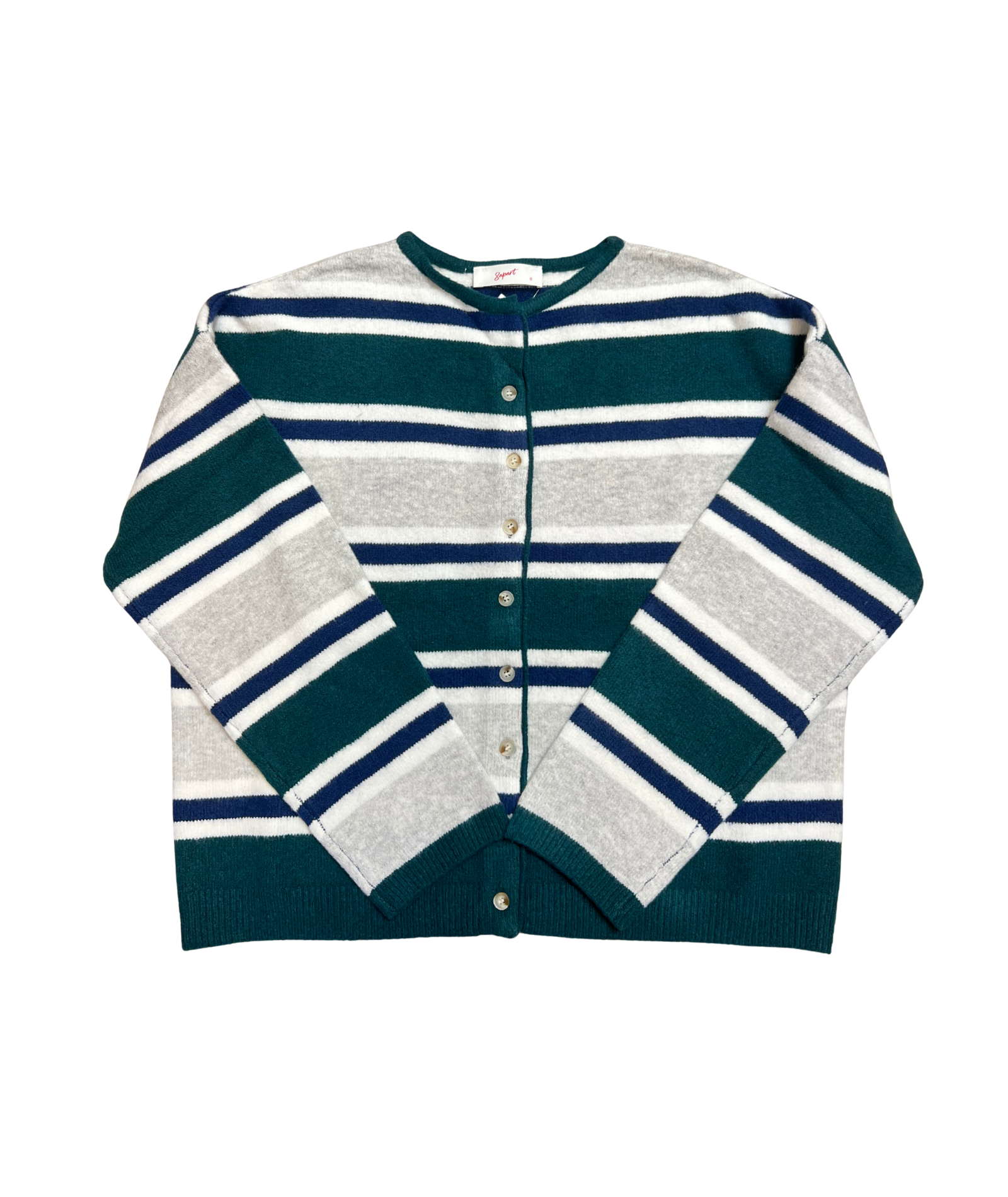 8apart Women Mirra Green Striped Soft Cardigan Womens Casual Tops 8apart Juniors/Women XS Striped