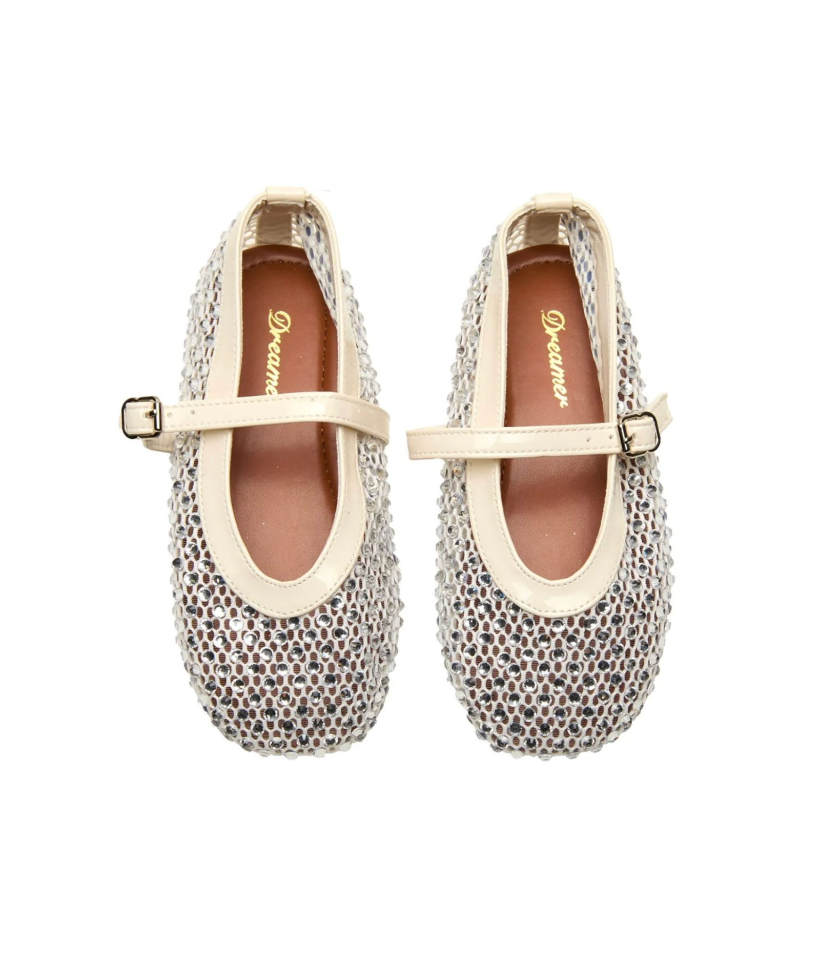 Mini Dreamers Girls Lala Mesh Crystal Ballet Flats Accessories Mini Dreamers Ivory Shoes/33