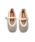 Mini Dreamers Girls Lala Mesh Crystal Ballet Flats Accessories Mini Dreamers Ivory Shoes/33