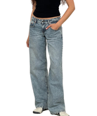 Motel Rocks Juniors Low Rise Parallel Jeans Vintage Blue Wash Womens Denim Motel Rocks Denim Juniors/Women 24/32