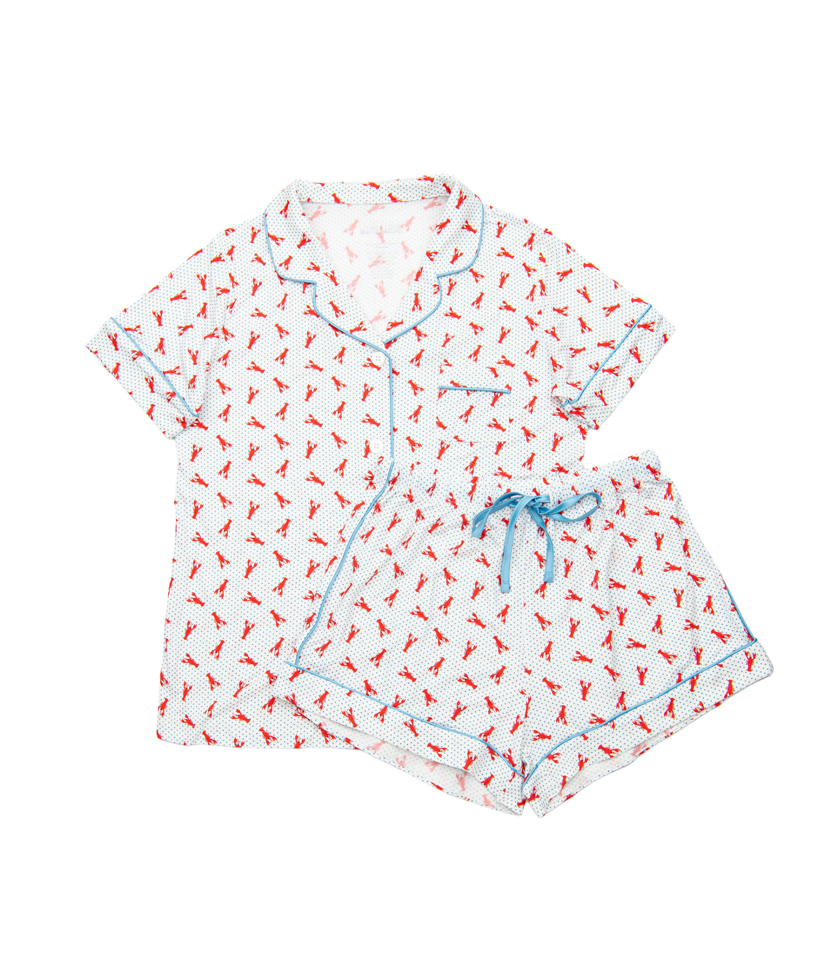 Katie J NYC Juniors Lobster Polka Dot Lynn Shorts PJ Set
