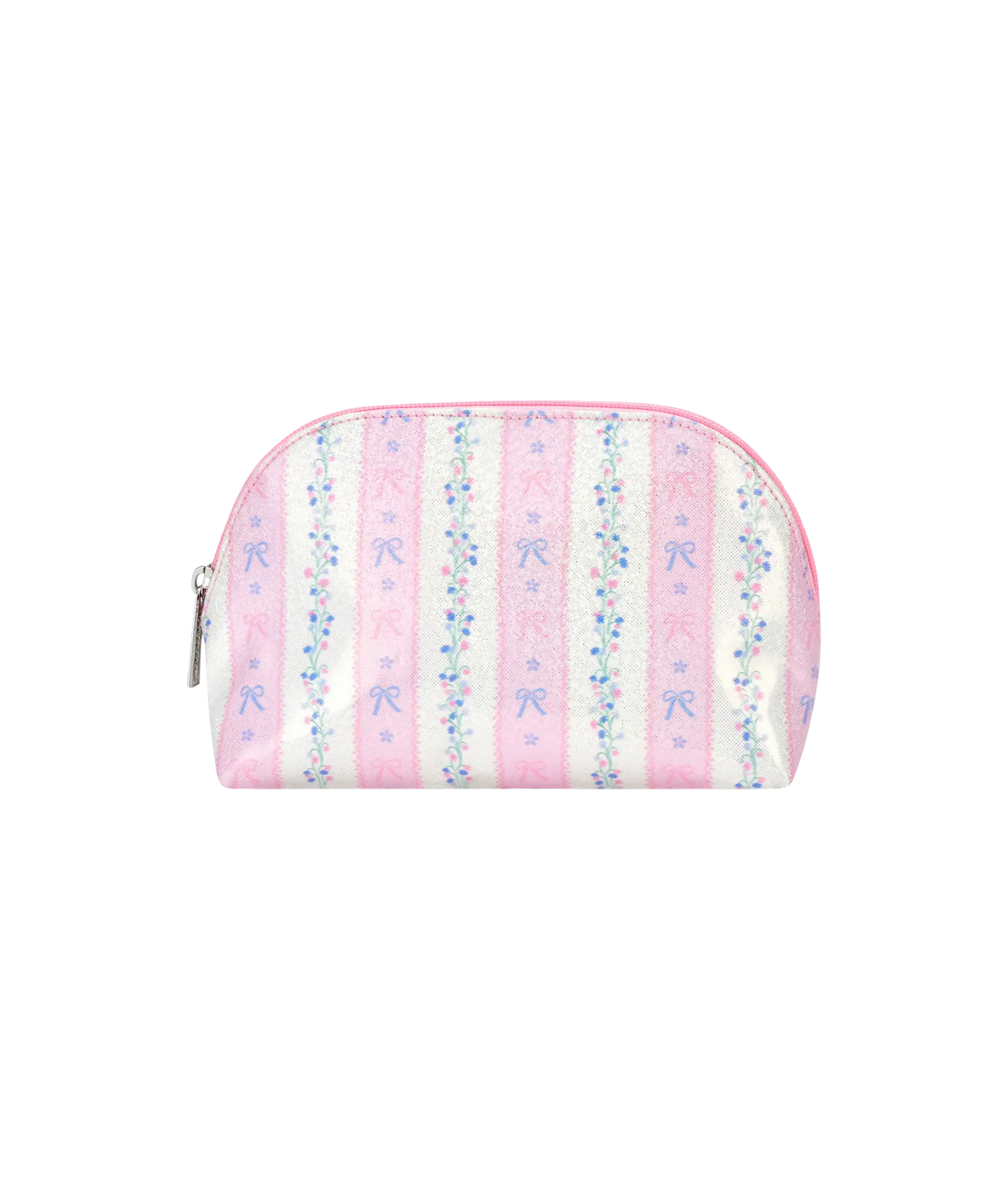 Floral Stripe Oval Cosmetic Bag