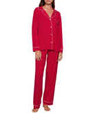 Eberjey Women Gisele Long PJ Set Holly Red/Ivory With Ribbon Accessories Eberjey