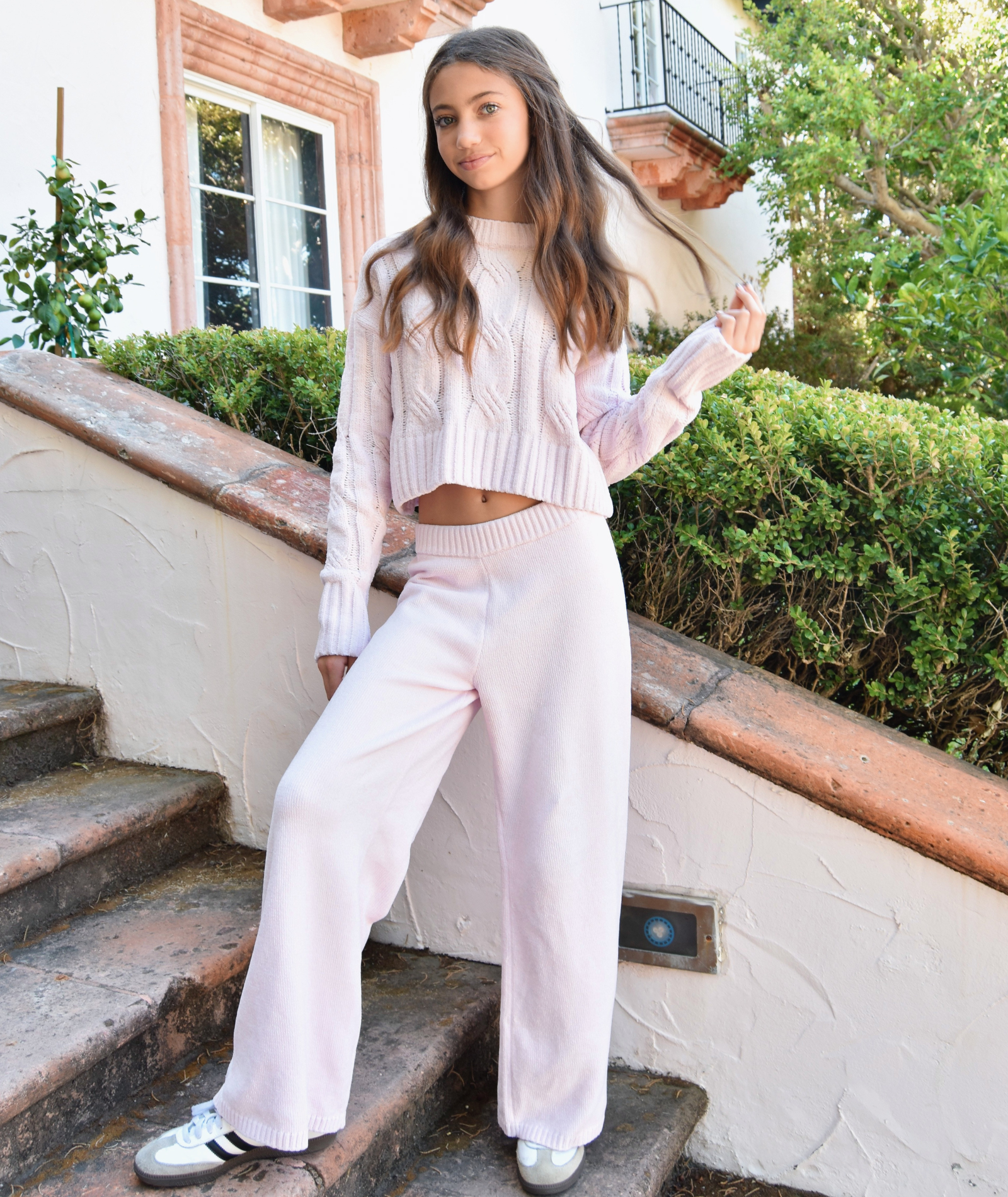 Katie J NYC Girls Elena Chenille Cable Knit Sweater