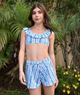 FBZ Girls Blue Stripe Floral Butterfly Shorts Girls Casual Bottoms FBZ Flowers By Zoe Floral Y/6