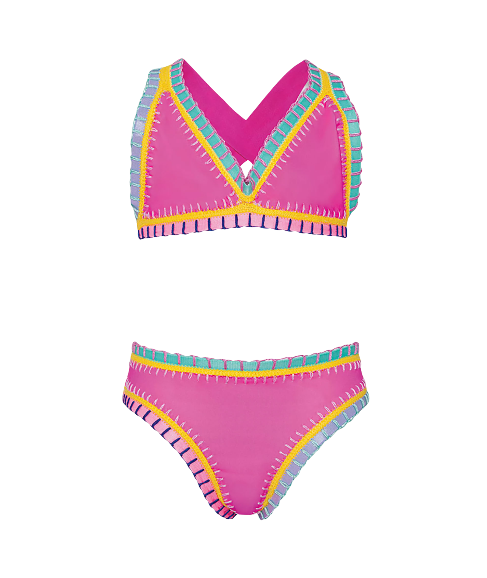 PQ Girls Rainbow Embroidered Bikini Cross Strap