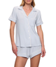 Eberjey Women Gisele Relaxed Short PJ Set Ice Blue/ivory