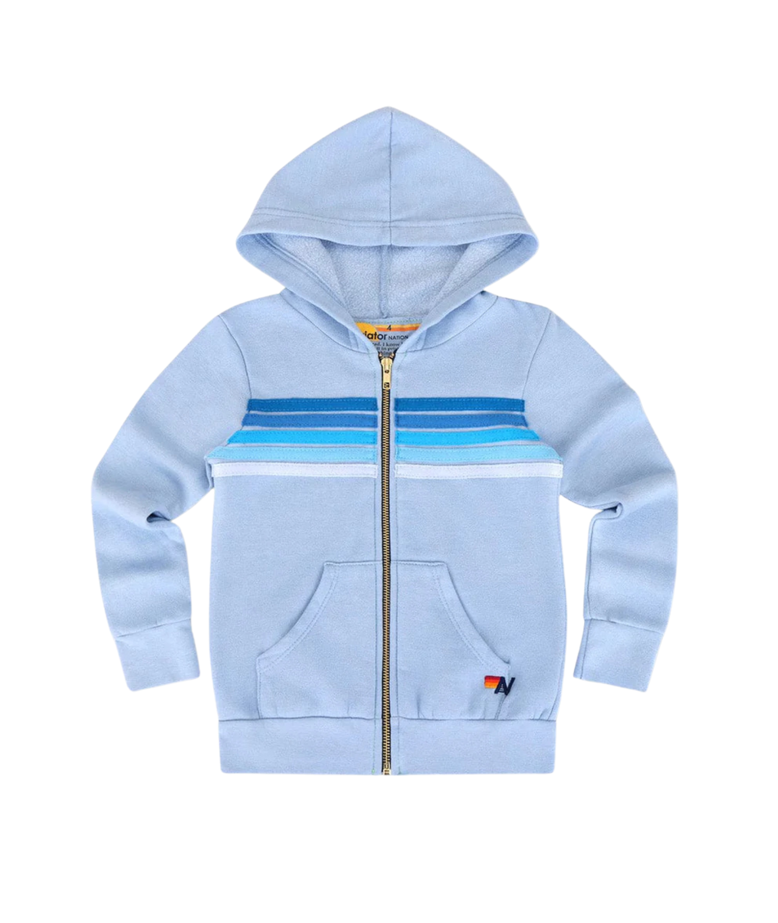 Aviator Nation Kids 5 Stripe Zip Hoodie Ice