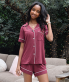 Eberjey Women Gisele Relaxed Short PJ Set Bordeaux/Ivory Accessories Eberjey Red Juniors/Women XXS