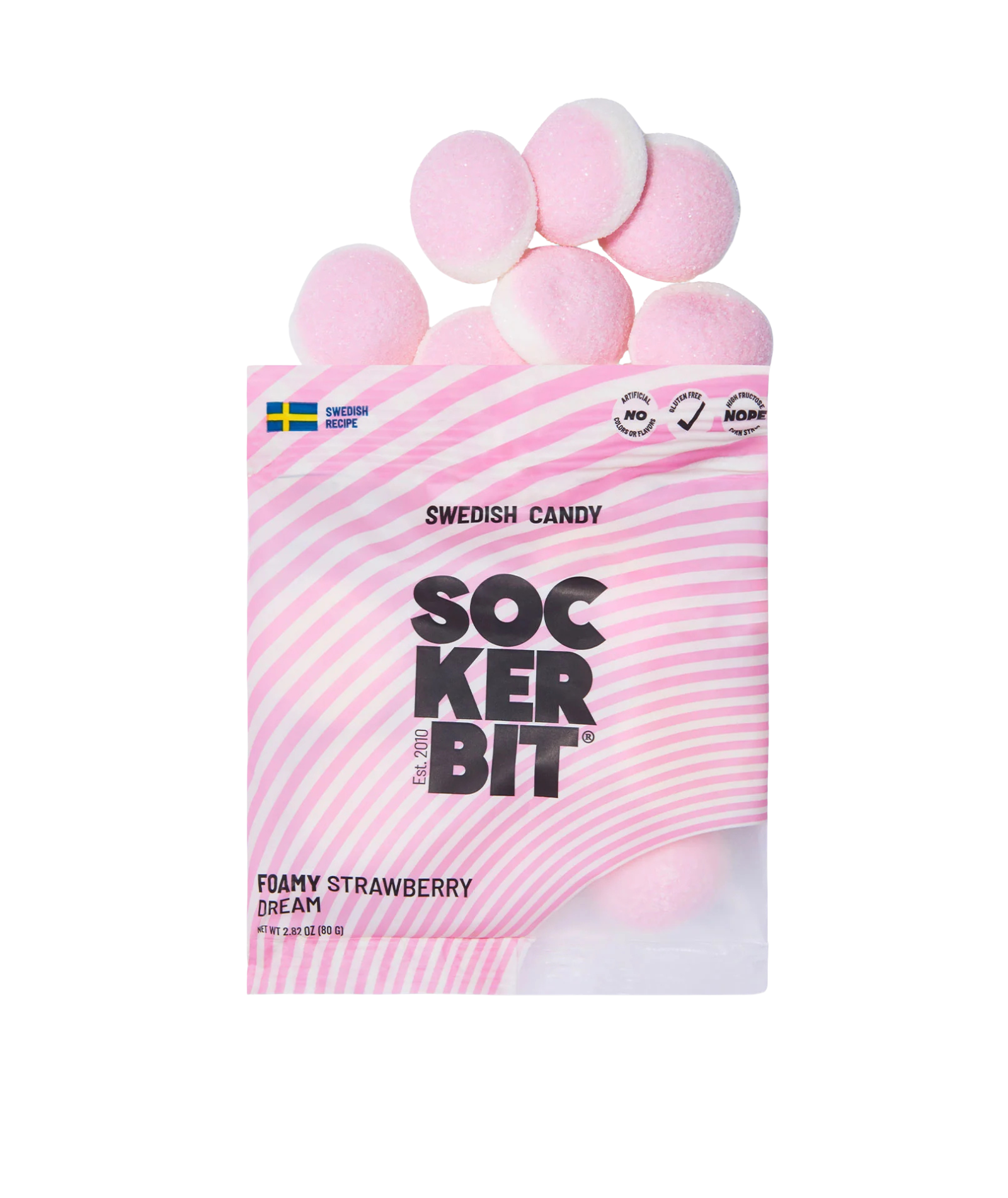 Sockerbit Foamy Strawberry Dream Swedish Candy Bag