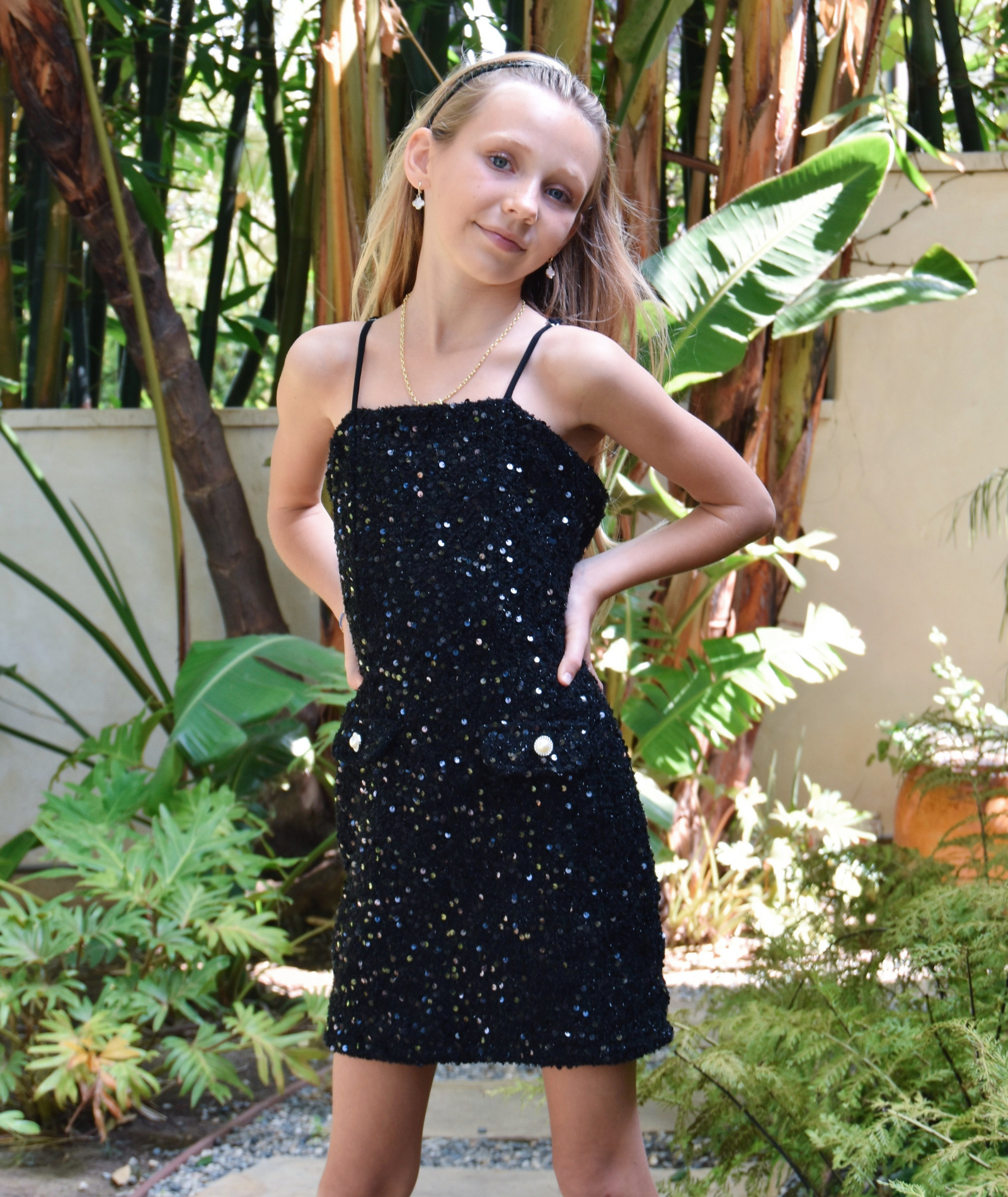 FBZ Girls Harlow Black Sequin Dress