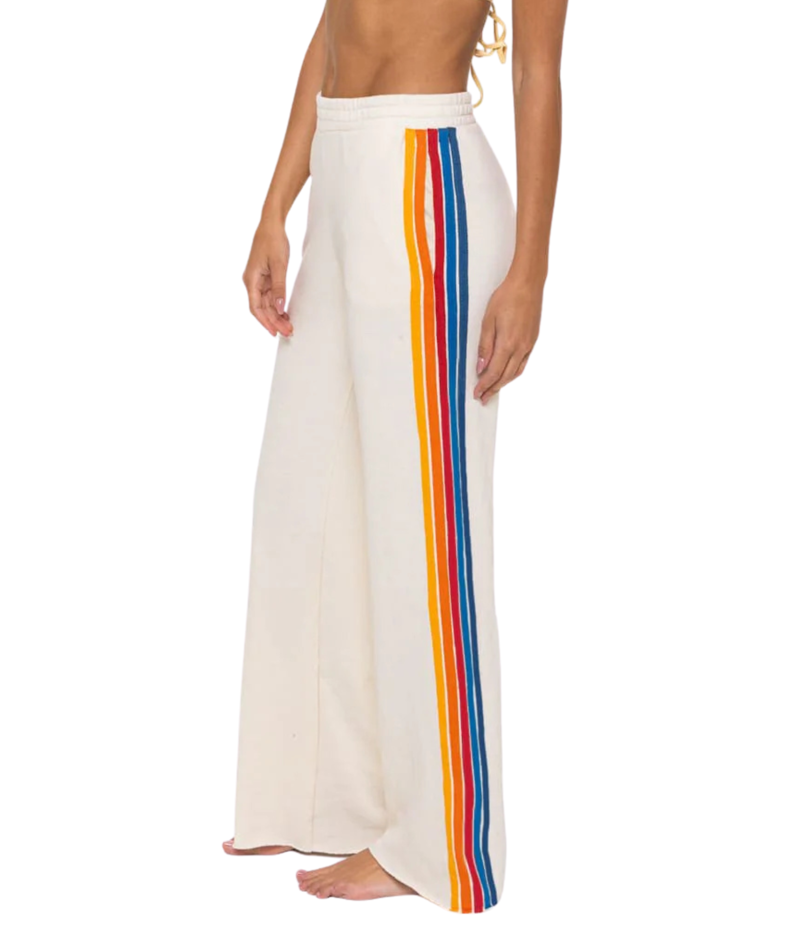 Aviator Nation Women 5 Stripe Wide Leg Sweatpants