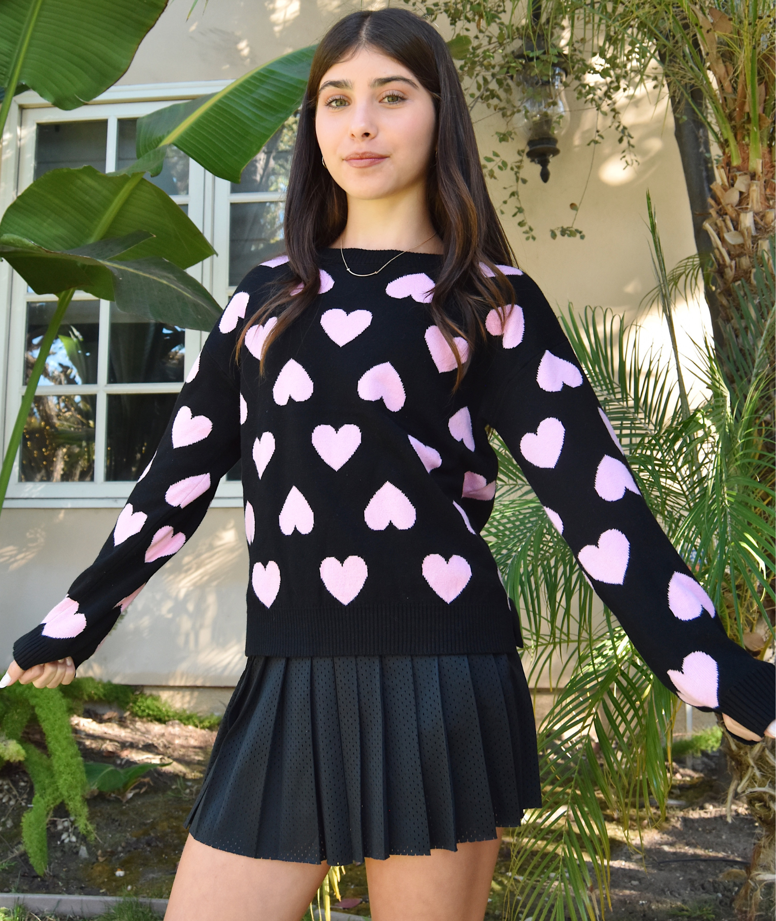 Beach Riot Girls Callie Sweater Hearts Girls Casual Tops Beach Riot Black Y/4