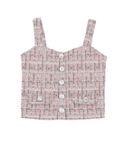 FBZ Girls Lennie Pink Tweed Silver Buttons Tank Girls Casual Tops FBZ Flowers By Zoe Pink Y/XS (6X)