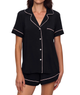 Eberjey Women Gisele Short Sleeve Pants PJ Set Black/Sorbet Pink