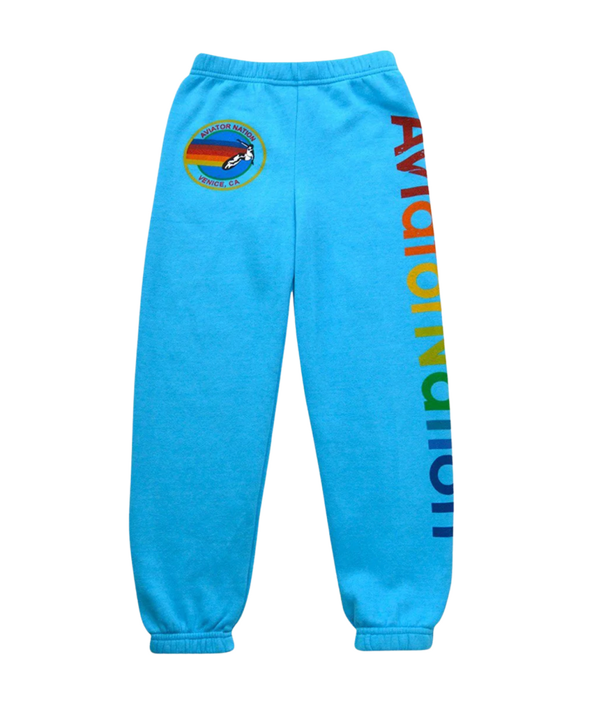 Aviator Nation Kids Venice Sweatpants Girls Casual Bottoms Aviator Nation Neon Blue Y/4