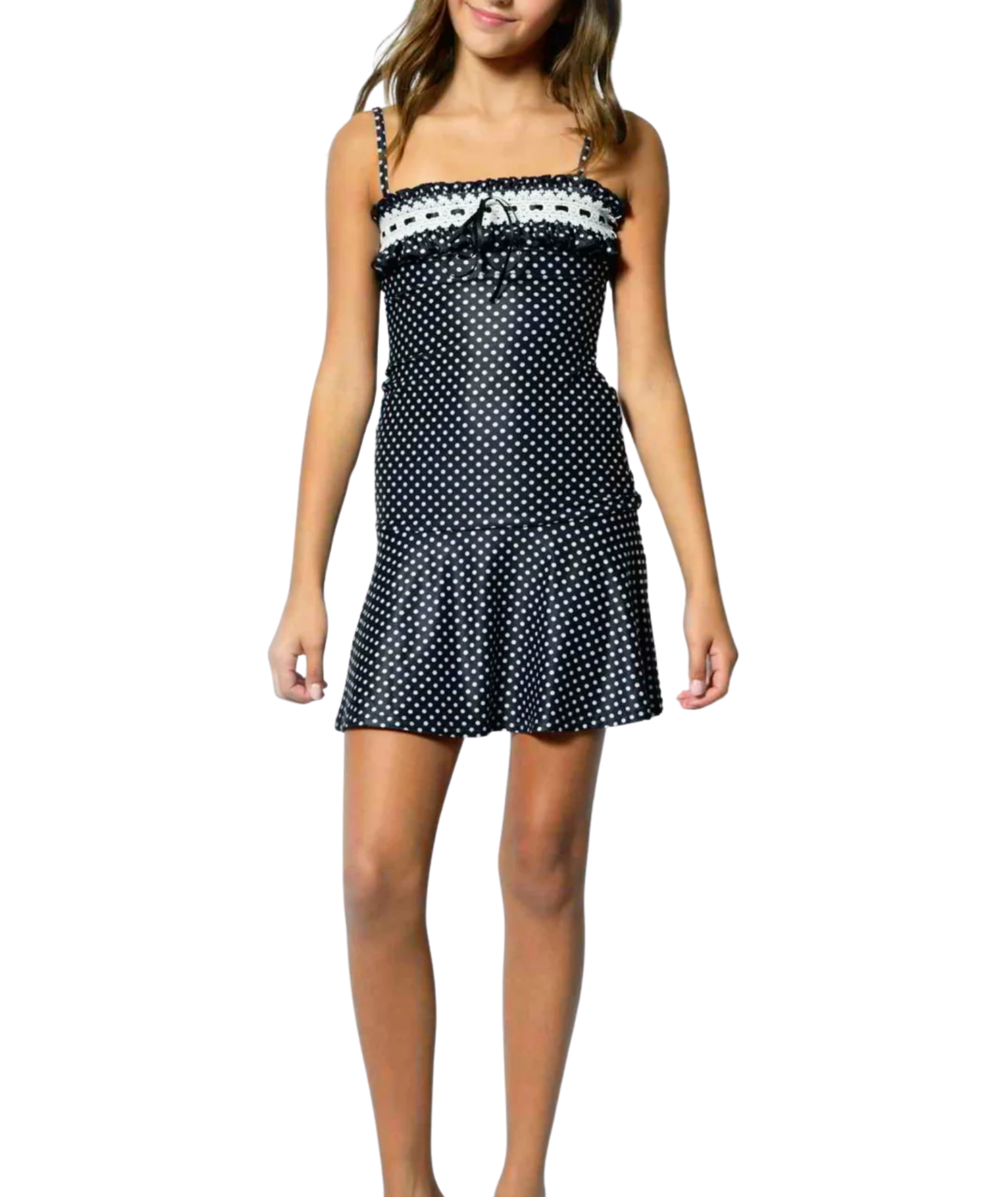 Katie J NYC Girls Lori Dress Black/White Micro Dot