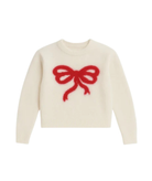 Katie J NYC Girls Maggie Red Bow Sweater Girls Casual Tops Katie J NYC Ivory Y/S (7/8)