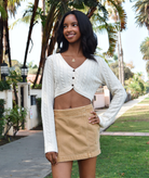 8apart Women Tracey Cropped Cable Knit Cardigan Womens Casual Tops 8apart Junior/Womens S Ivory
