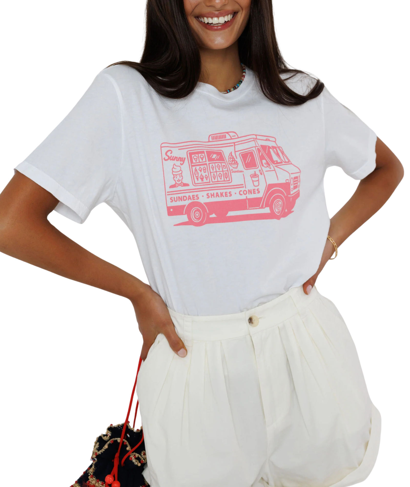 Sunny Somewhere Women Sunny Ice Cream Everyday Tee Womens Casual Tops Sunny Somewhere White Juniors/Women XS