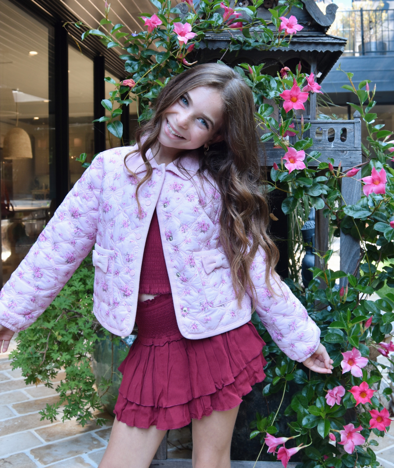 Love Shack Fancy Girls Aubrina Jacket Raspberry Fields Girls Casual Tops Love Shack Fancy