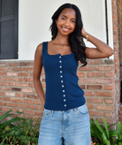 8apart Women Paxton Pointelle Button Down Tank Womens Casual Tops 8apart Navy Juniors/Women S