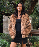 Motel Rocks Women Joji Leopard Faux Fur Jacket Womens Casual Tops Motel Rocks