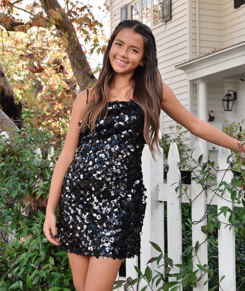 sequin black mini dress 8apart Women Roxie Floral Sequin Mini Dress Black Black / Juniors/Women S