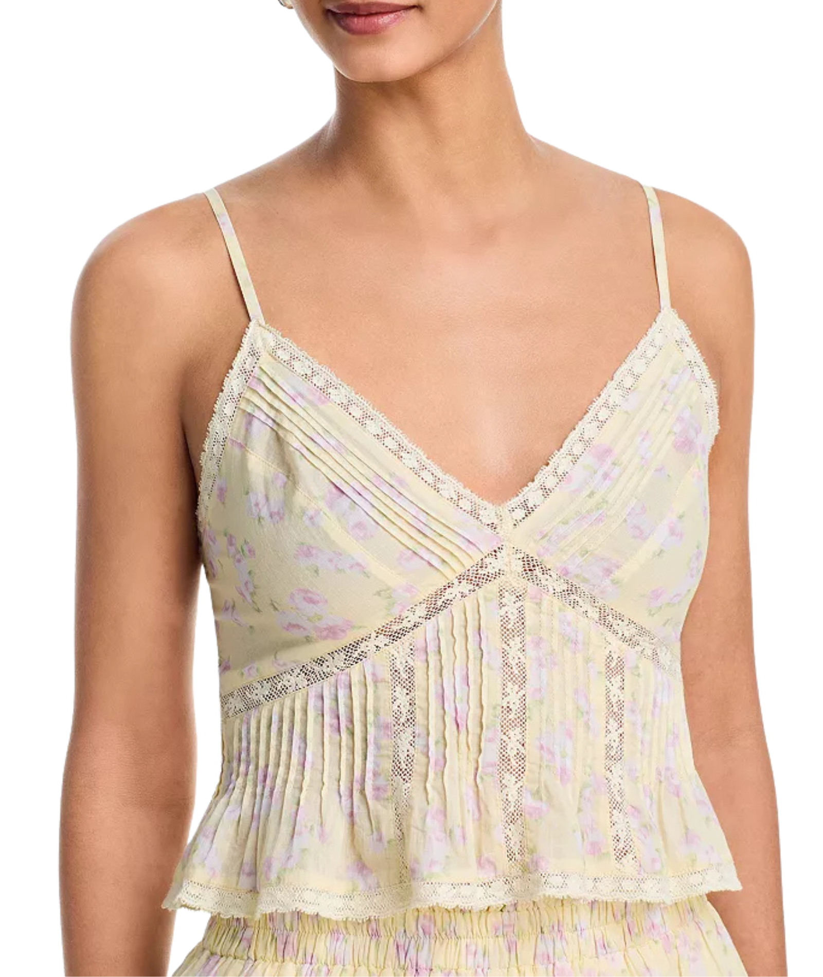 Love Shack Fancy Women Elsette Top Lemon Spritz Womens Casual Tops Love Shack Fancy Yellow Juniors/Women XXS