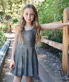 FBZ Girls Alexi Metallic Stud Skater Dress Girls Special Dresses FBZ Flowers By Zoe Grey Y/6