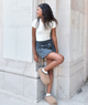 Gold Rush NYC Girls Lila Stretch Mini Skort Girls Casual Bottoms Gold Rush NYC Charcoal Y/S (7/8)