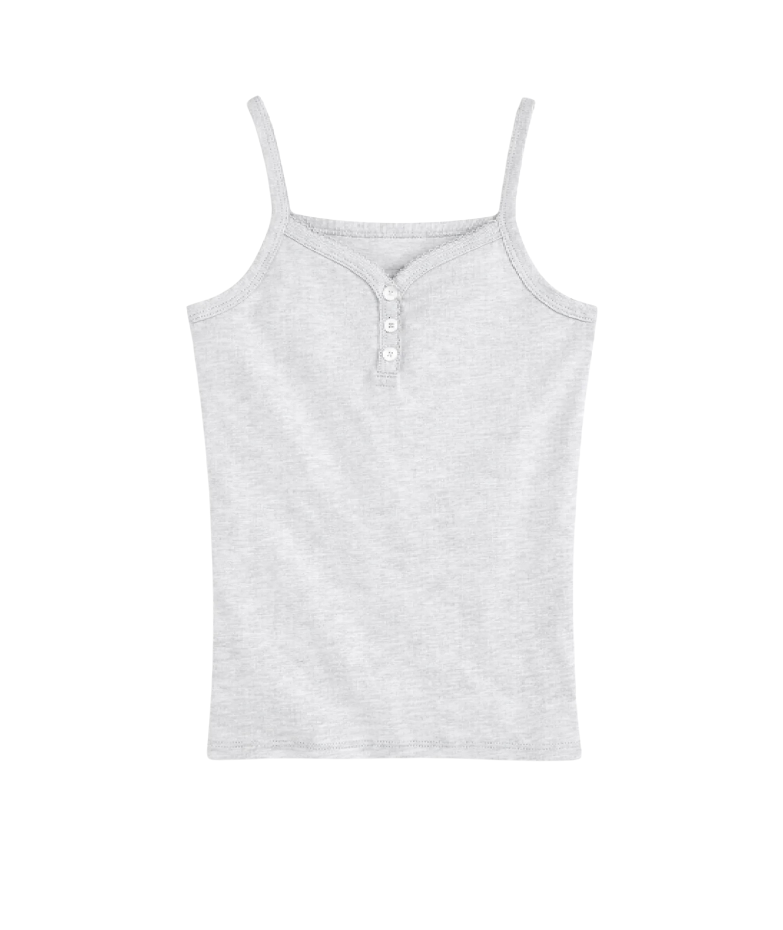 Katie J NYC Girls Hailey Henley Cami Girls Casual Tops Katie J NYC Light Heather Grey Y/S (7/8)