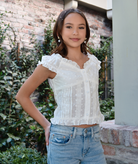 Katie J NYC Juniors Daphne Top Womens Casual Tops Katie J NYC White Juniors/Women XS