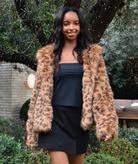 Motel Rocks Women Joji Leopard Faux Fur Jacket Womens Casual Tops Motel Rocks Animal Print Juniors/Women XXS