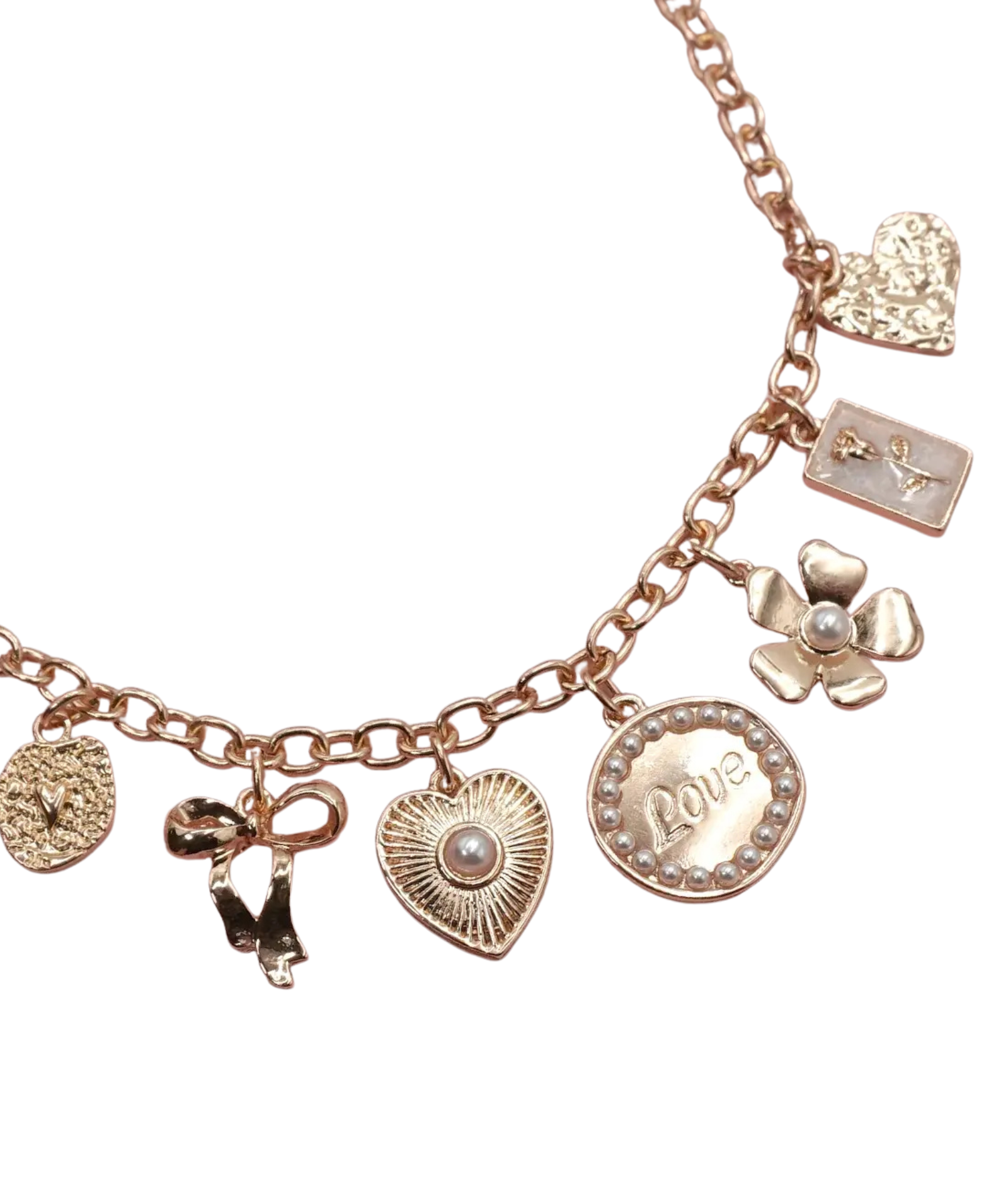 Frankie's Exclusives Vaughn Charm Necklace Love, Hearts & Flowers Jewelry - Trend Frankie's Exclusives