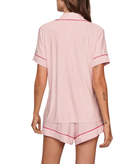 Eberjey Women Gisele Printed Relax Short PJ Set Duo Stripe Holly Red Accessories Eberjey