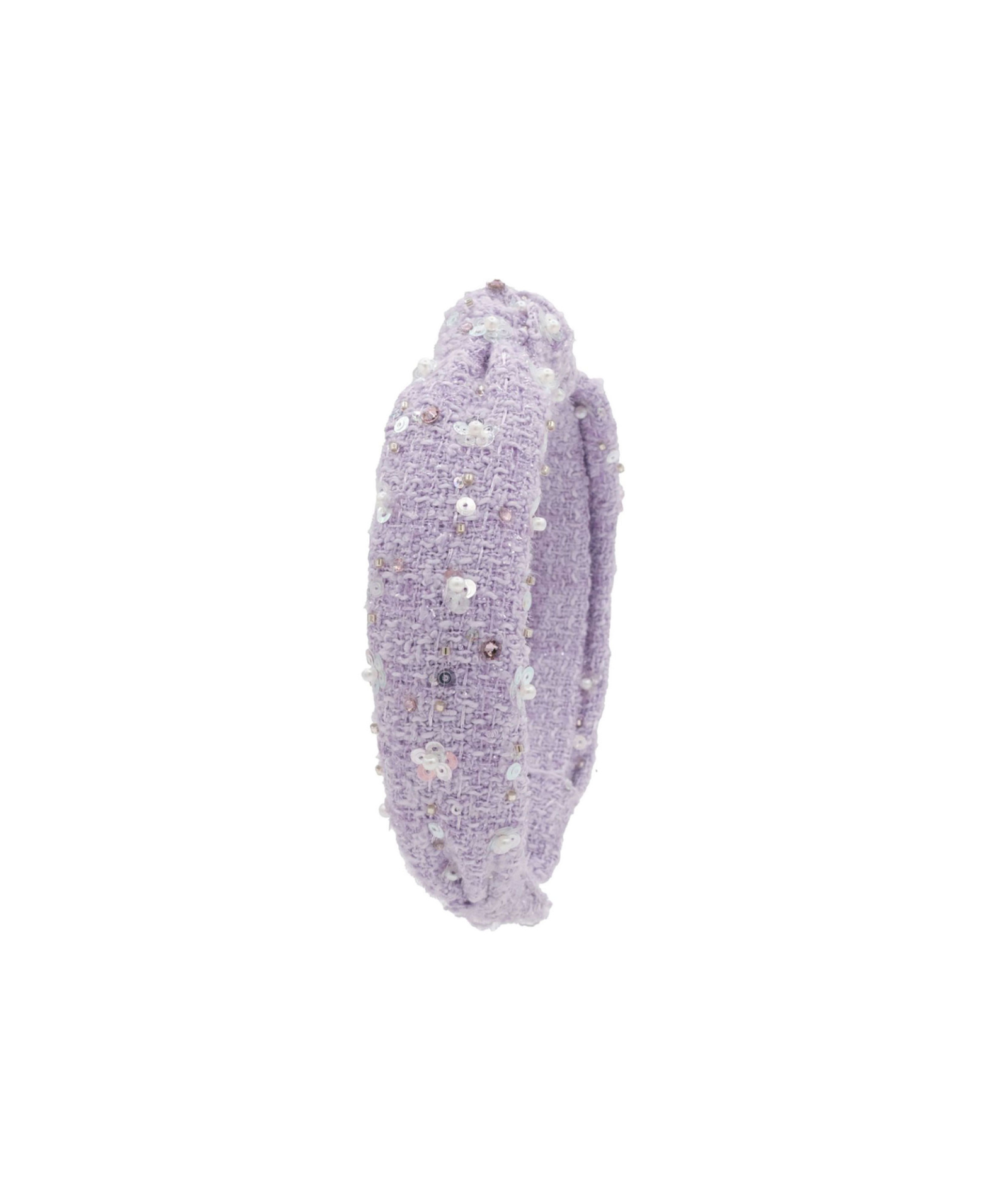 Bari Lynn Blair Tweed Sequin Pearl Knot Headband Accessories Bari Lynn Lavender One Size Fits Most (Y/7-Y/14)