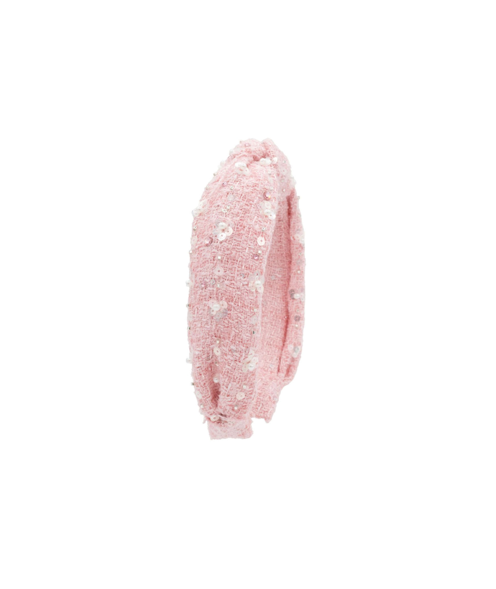 Bari Lynn Blair Tweed Sequin Pearl Knot Headband Accessories Bari Lynn Light Pink One Size Fits Most (Y/7-Y/14)