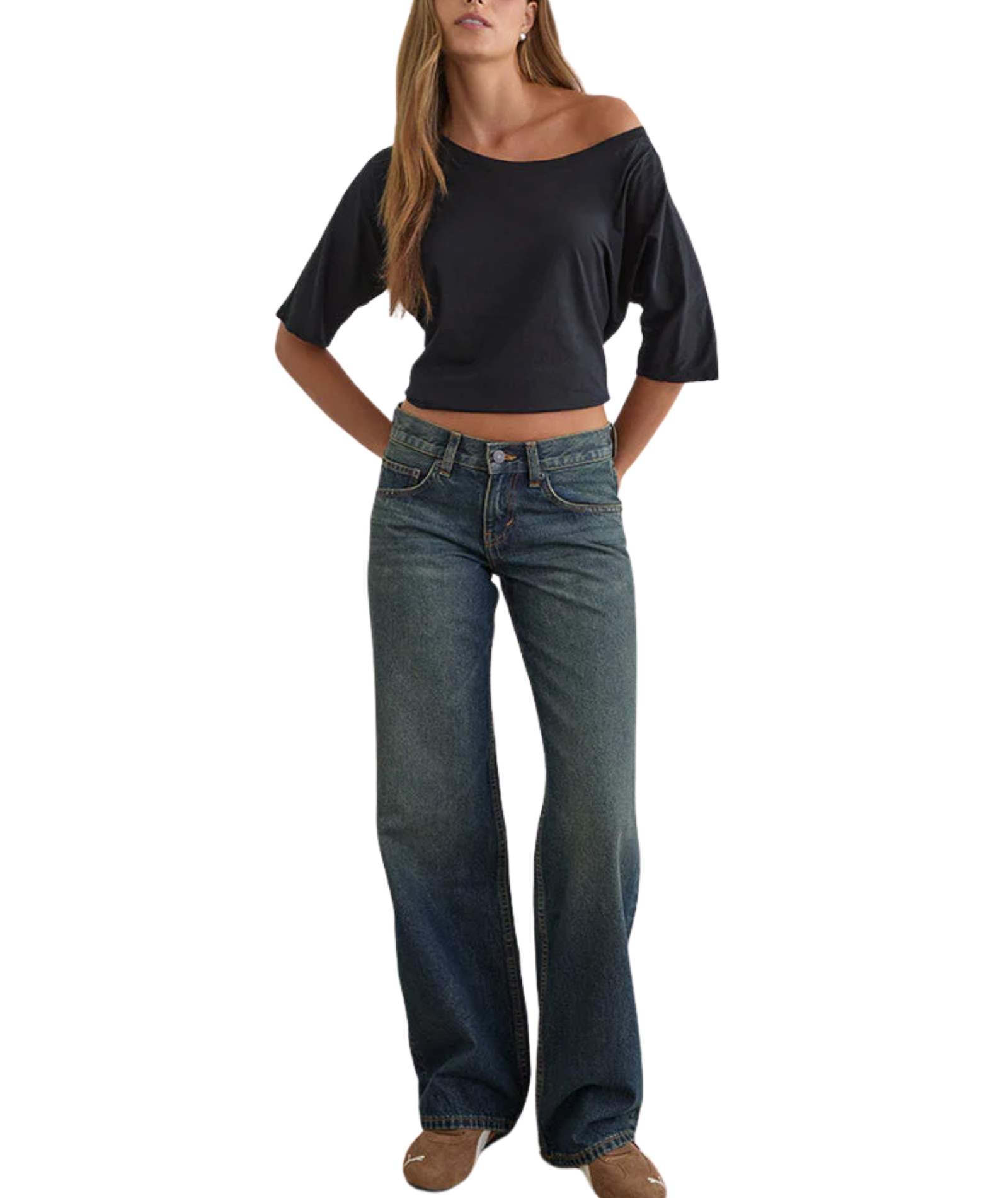 Motel Rocks Juniors Low Rise Parallel Jeans Dirty Green