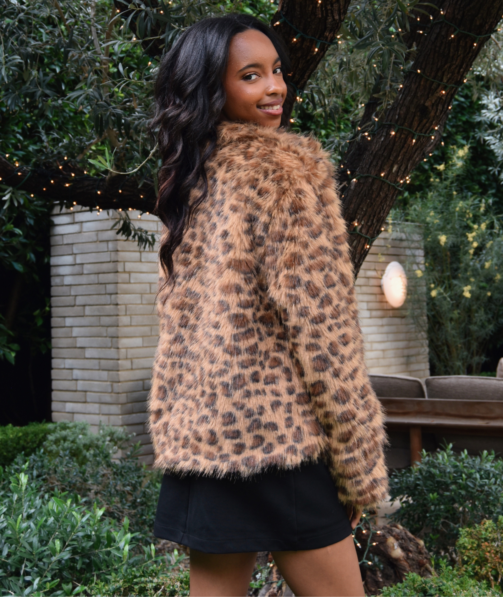 Motel Rocks Women Joji Leopard Faux Fur Jacket Womens Casual Tops Motel Rocks