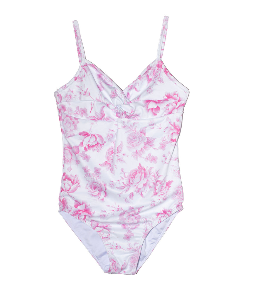 FBZ Girls Agnes Pink Toile One Piece Bathing Suit Accessories FBZ Flowers By Zoe