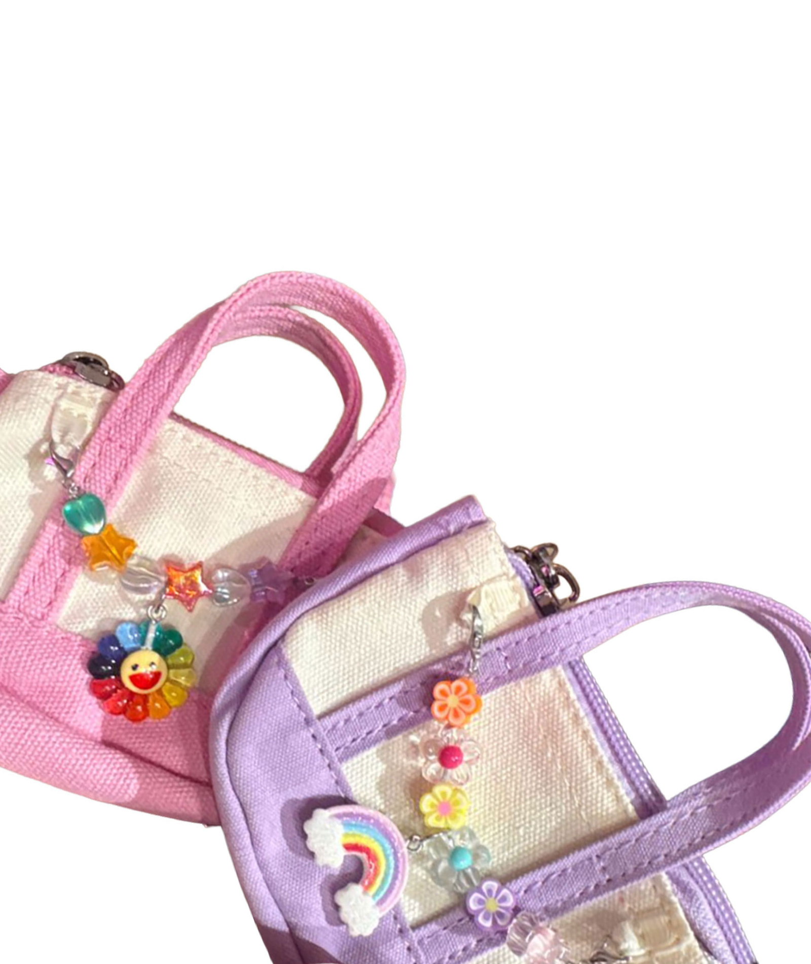 Bari Lynn Daisy Mini Canvas Bag Key Chain/Card Holder Accessories Bari Lynn Pink