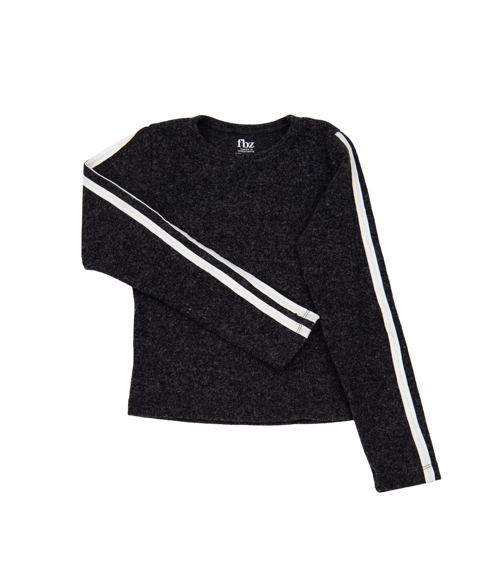 FBZ Girls Lou Grey Hacci Top With White Stripes Girls Casual Tops FBZ Flowers By Zoe Grey Y/S (7/8)