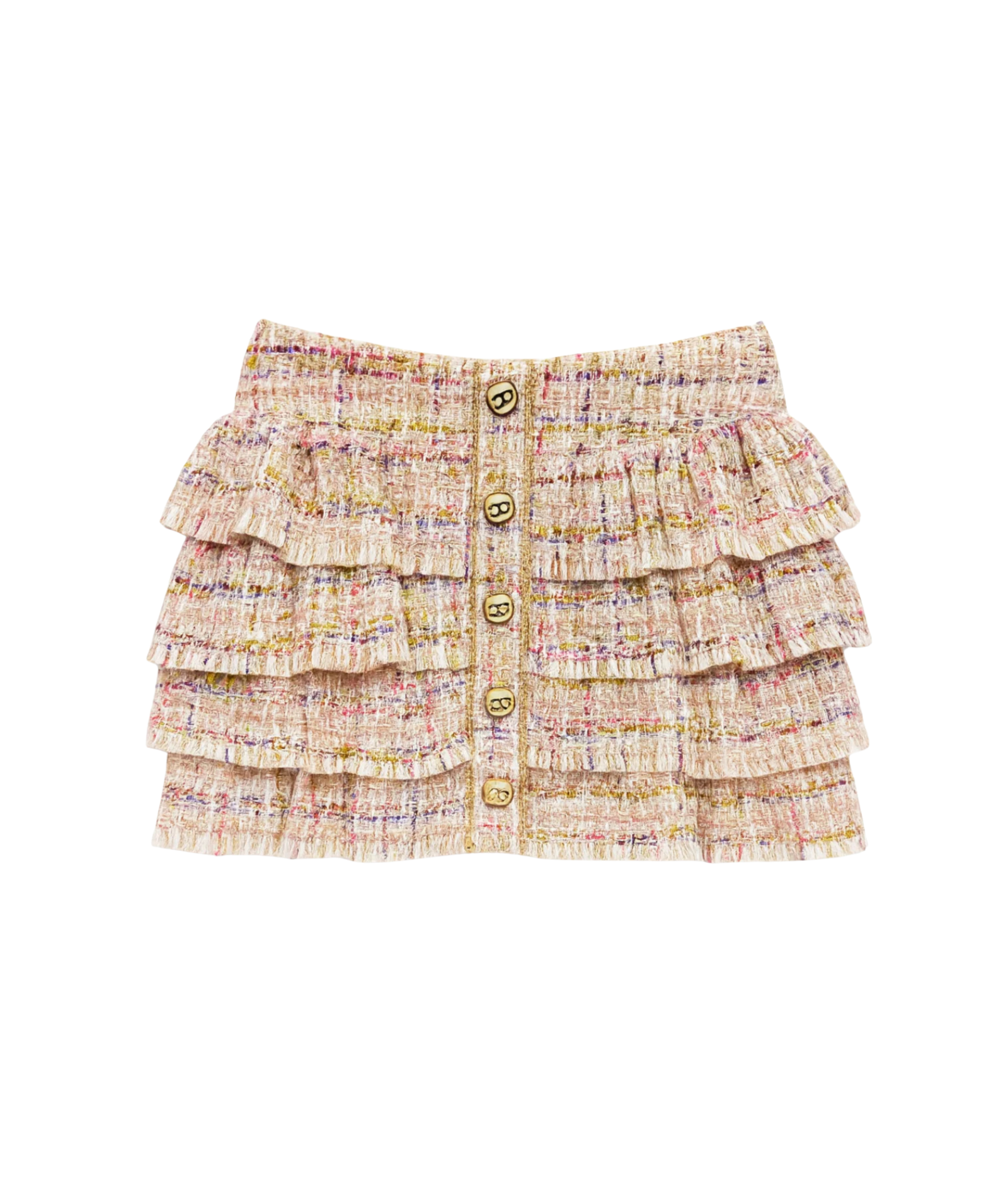 Katie J NYC Girls Mila Skirt Pink Lurex Boucle Girls Casual Bottoms Katie J NYC Pink Y/S (7/8)
