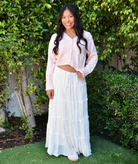 Katie J NYC Juniors Carly Maxi Skirt Womens Casual Bottoms Katie J NYC Vintage White Juniors/Women XS